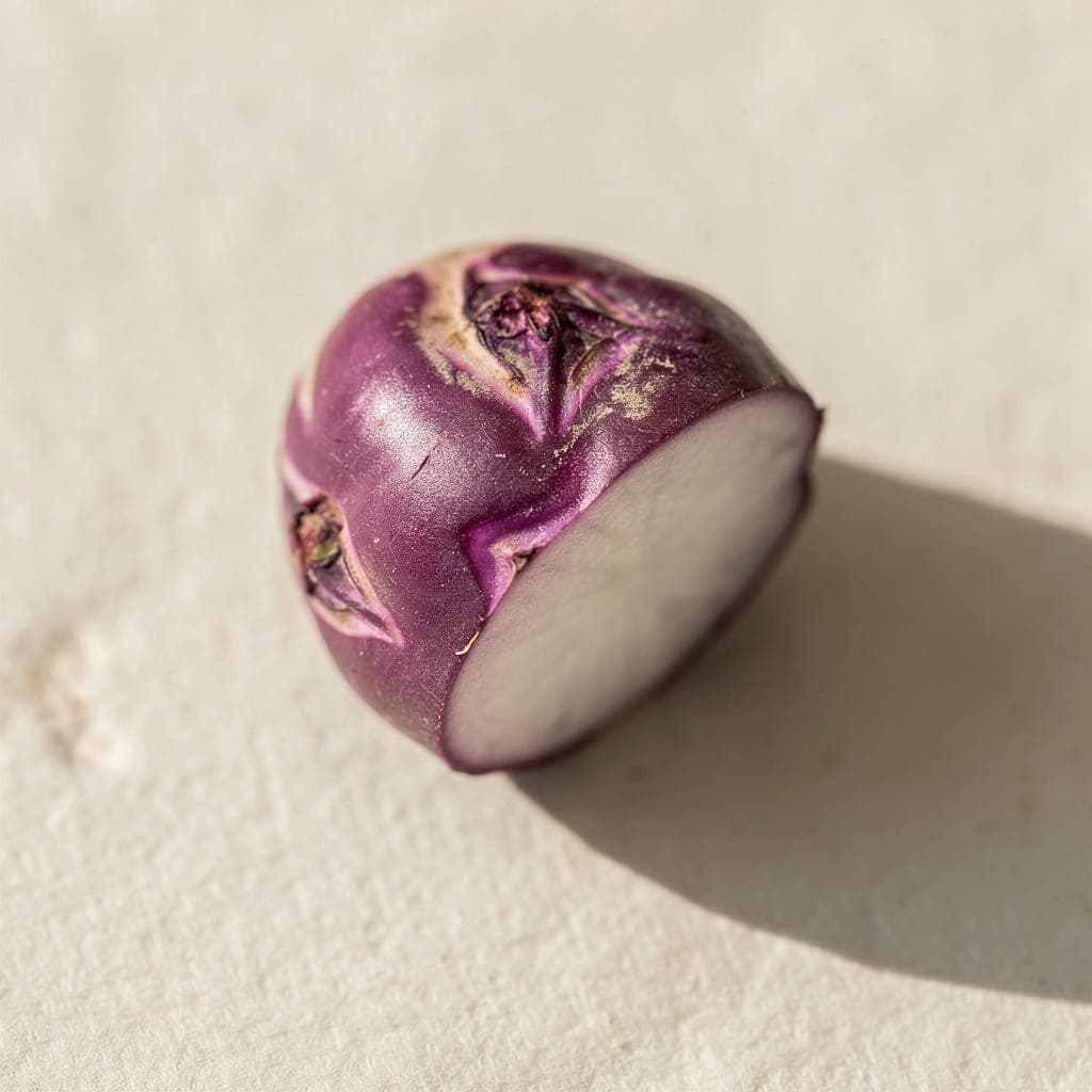 Purple Vienna Kohlrabi — bulb macro