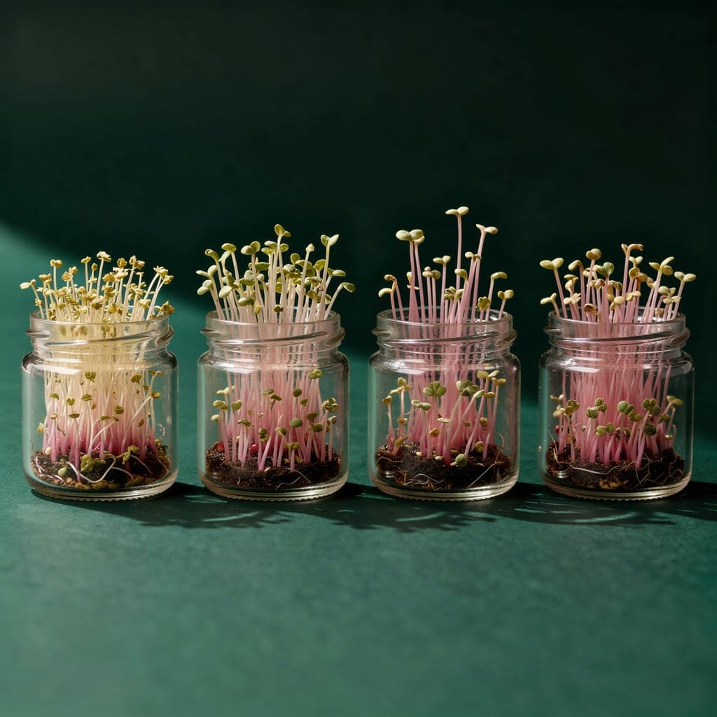 Radish Sprouting Seed — day 1–4 strip