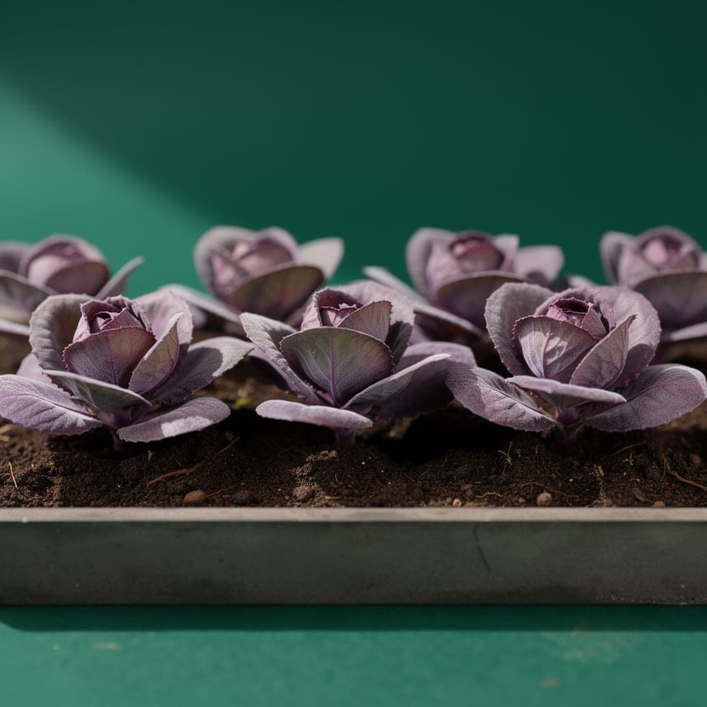 Red Acre Cabbage — in the bed