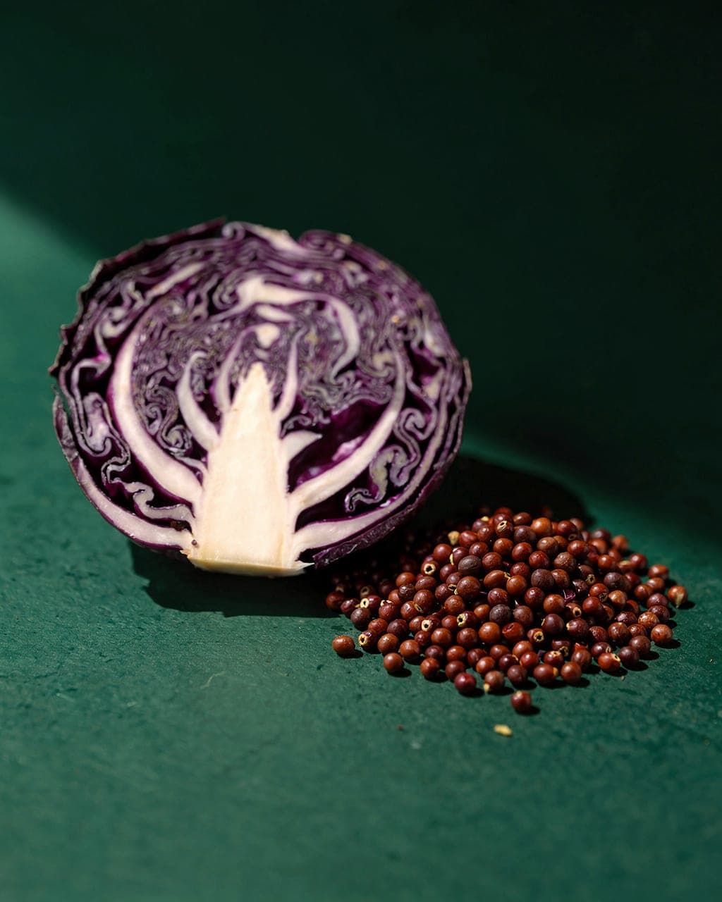 Red Acre Cabbage — red acre head, split