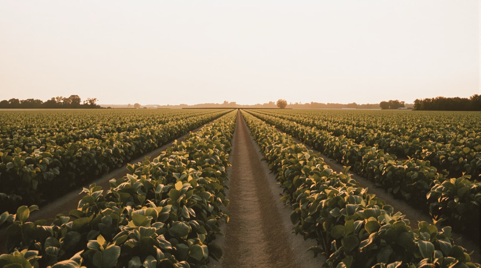 Bean rows in a field
