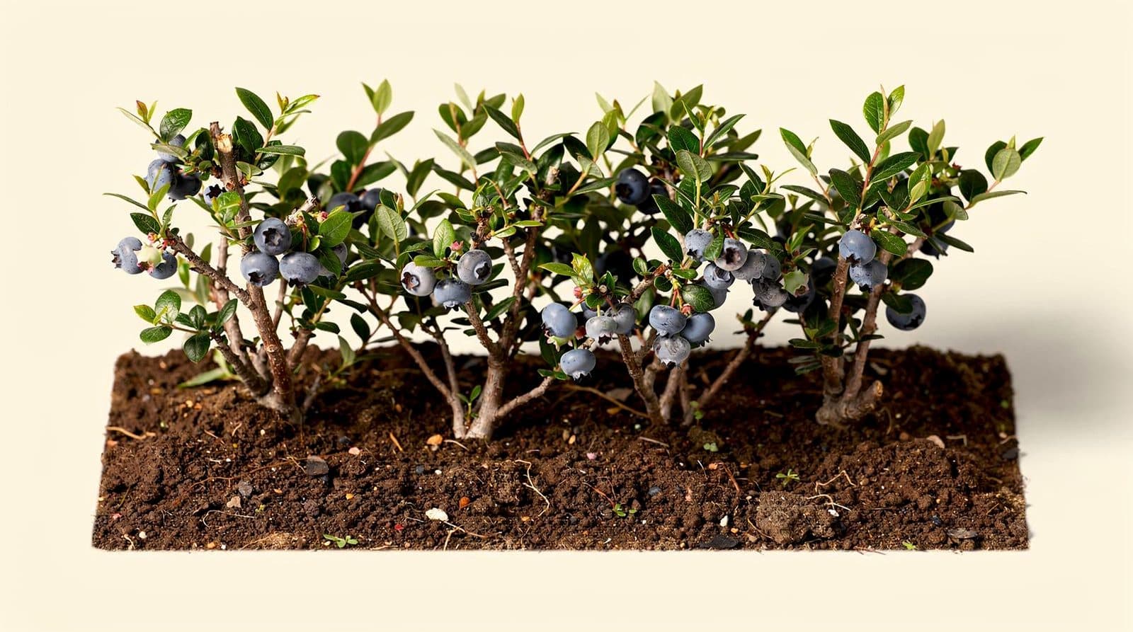 Blueberry plants in a home garden bed