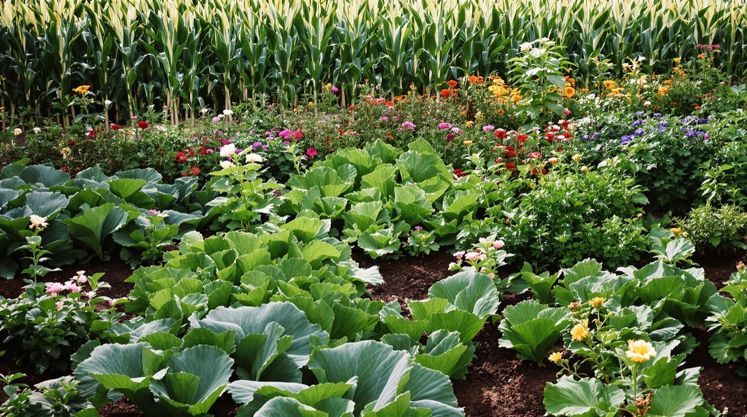 Garden bed with mixed vegetables