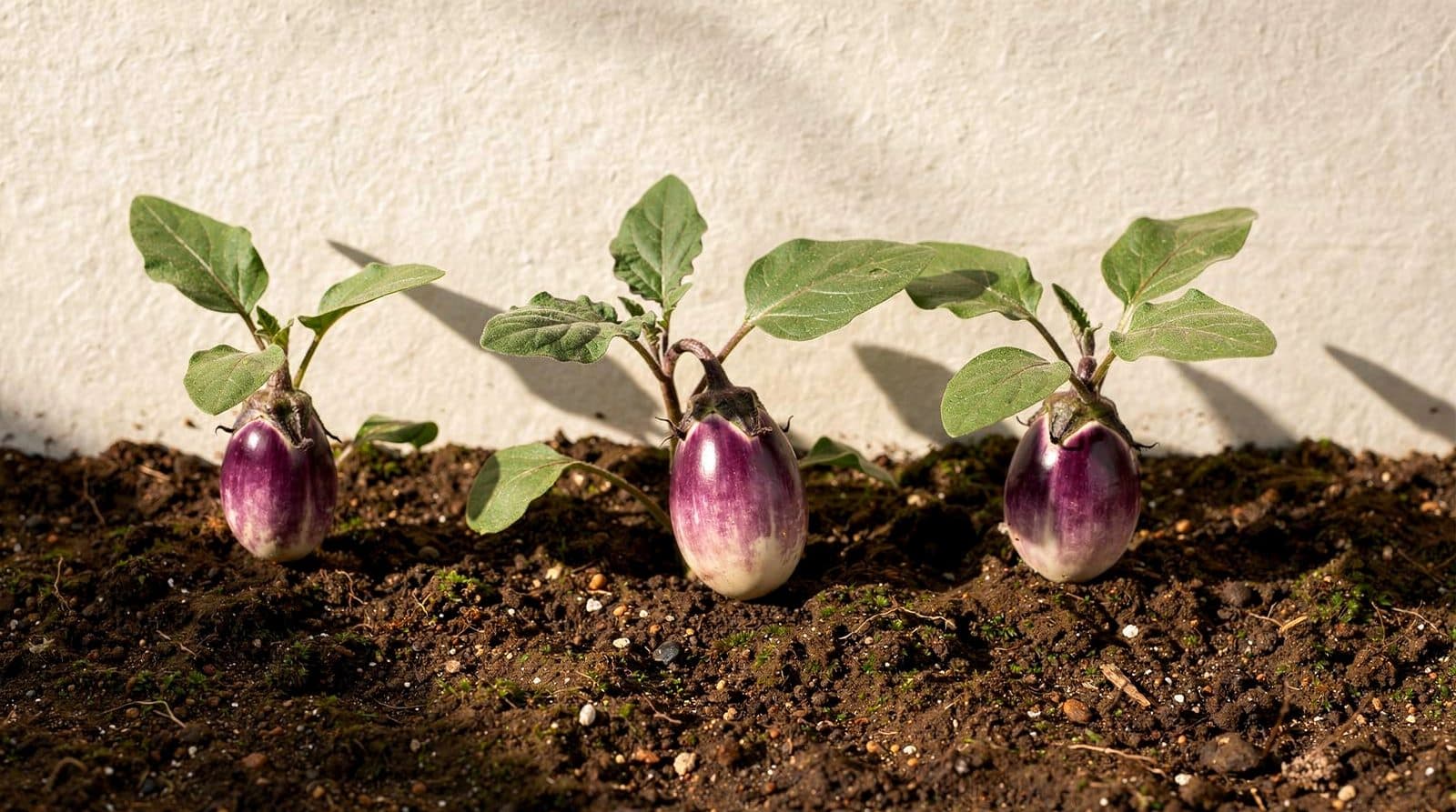 Eggplant plants in a home garden