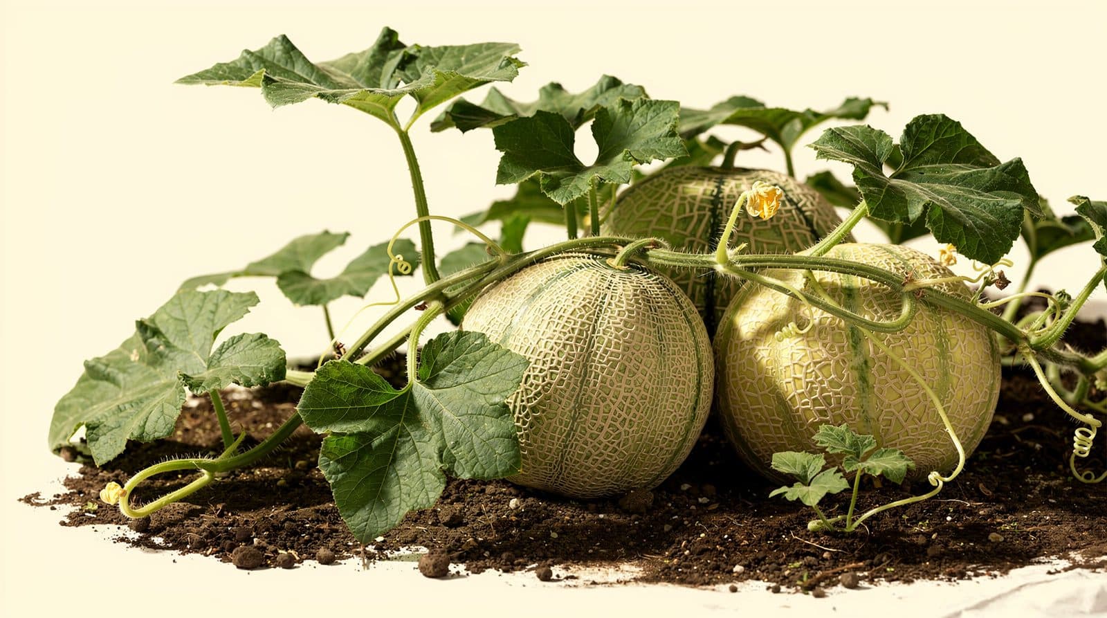 Melon plants in a home garden