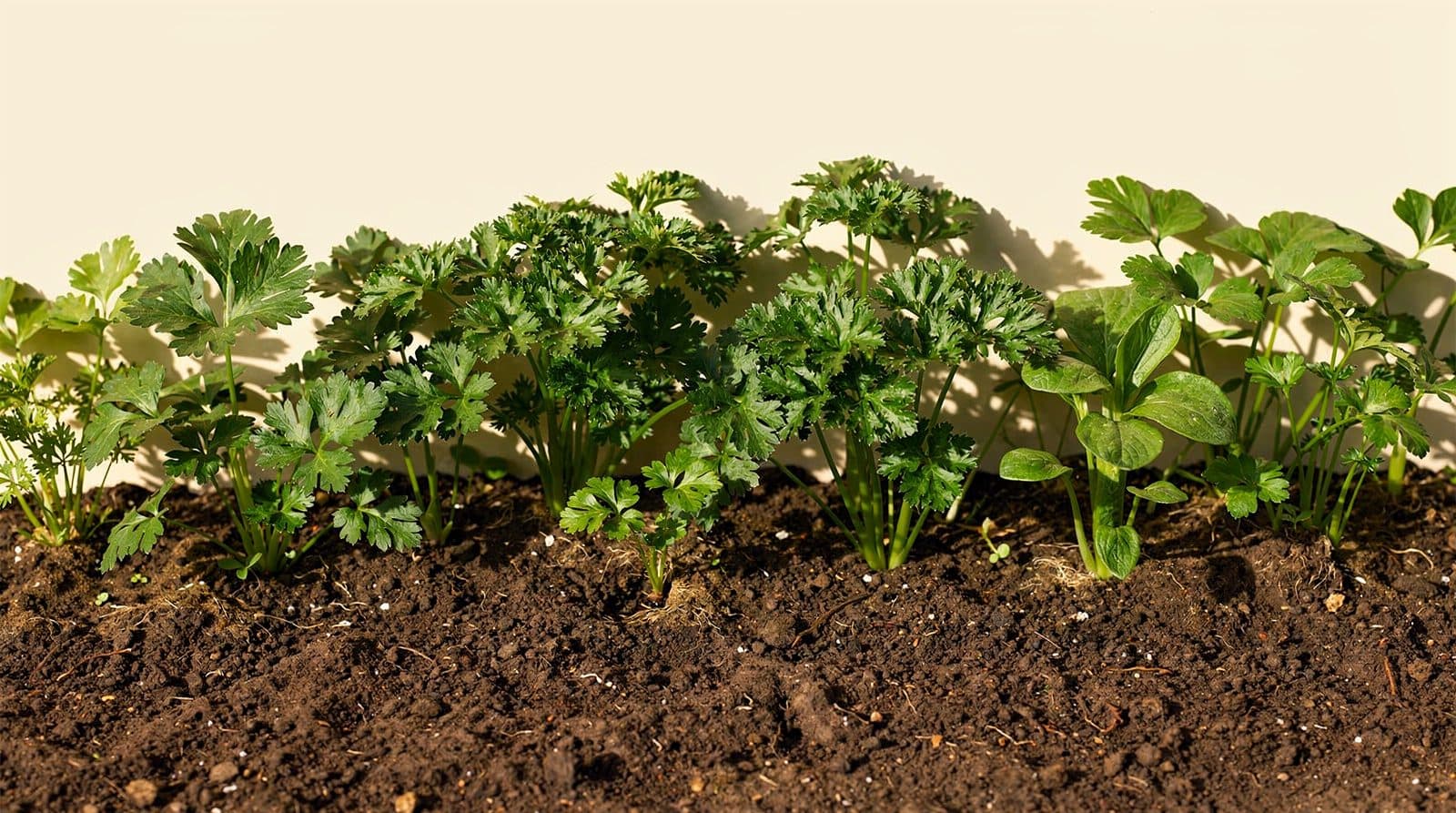 Parsley plants in a home garden bed