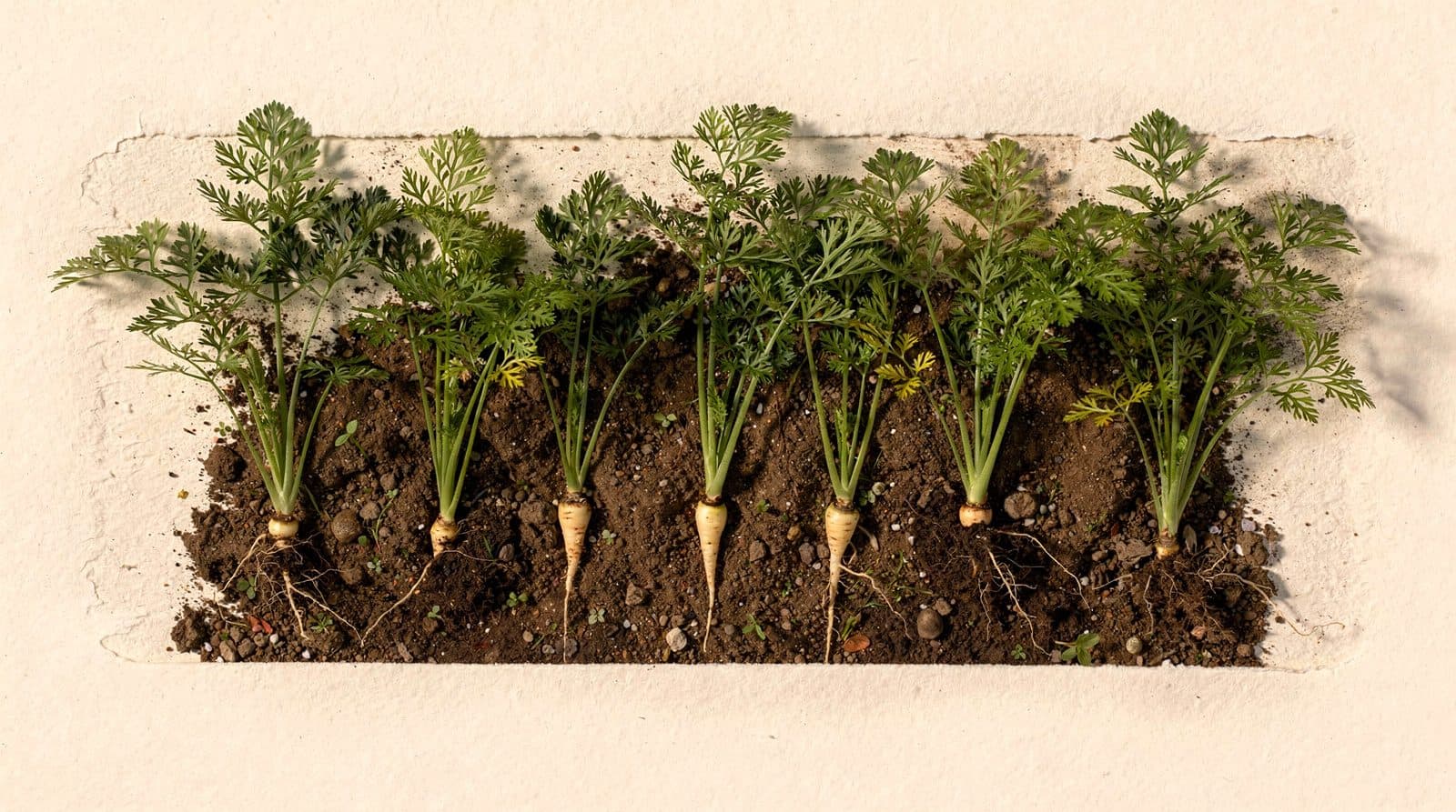 Parsnips in a home garden bed