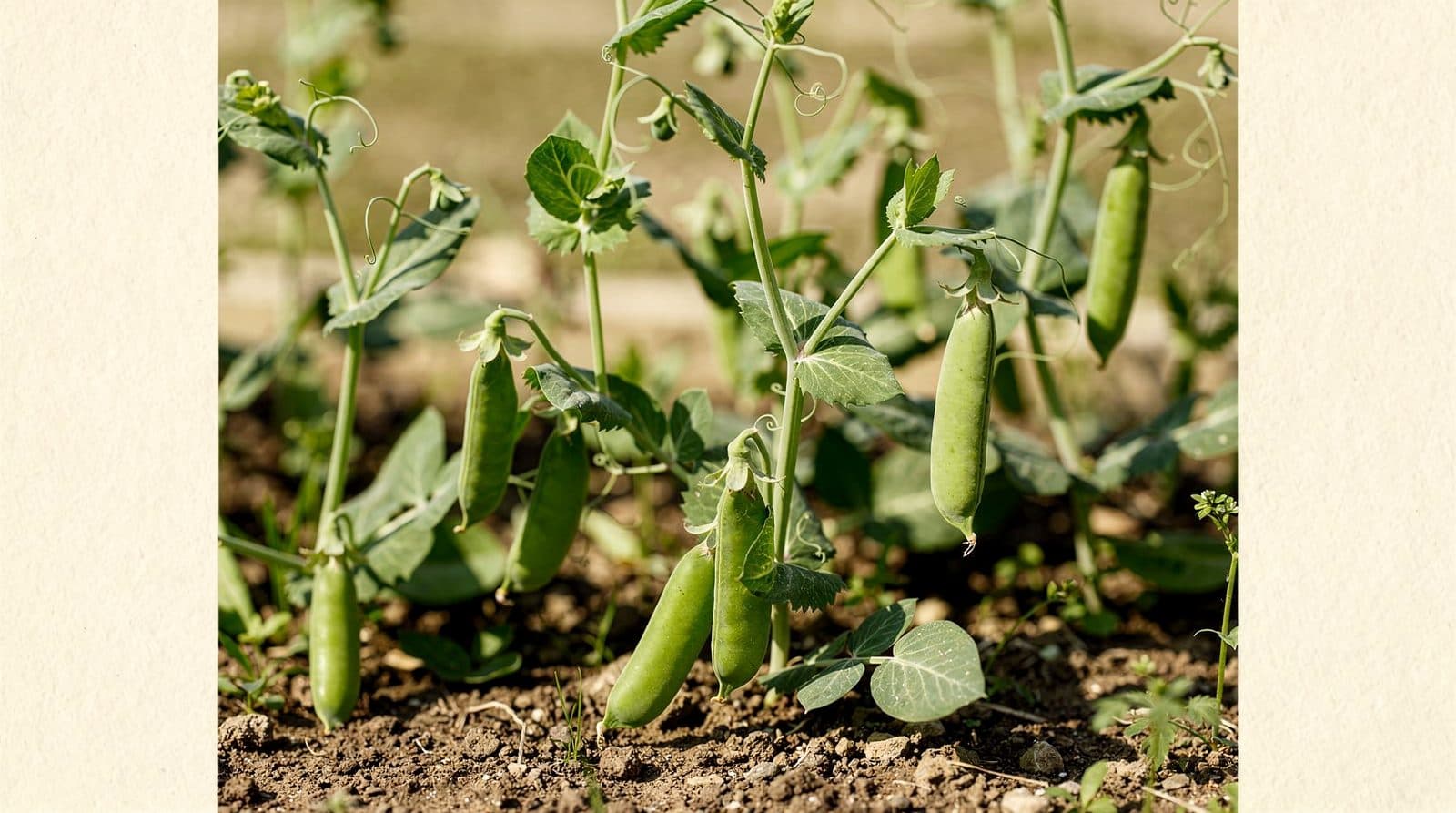Pea plants in a home garden