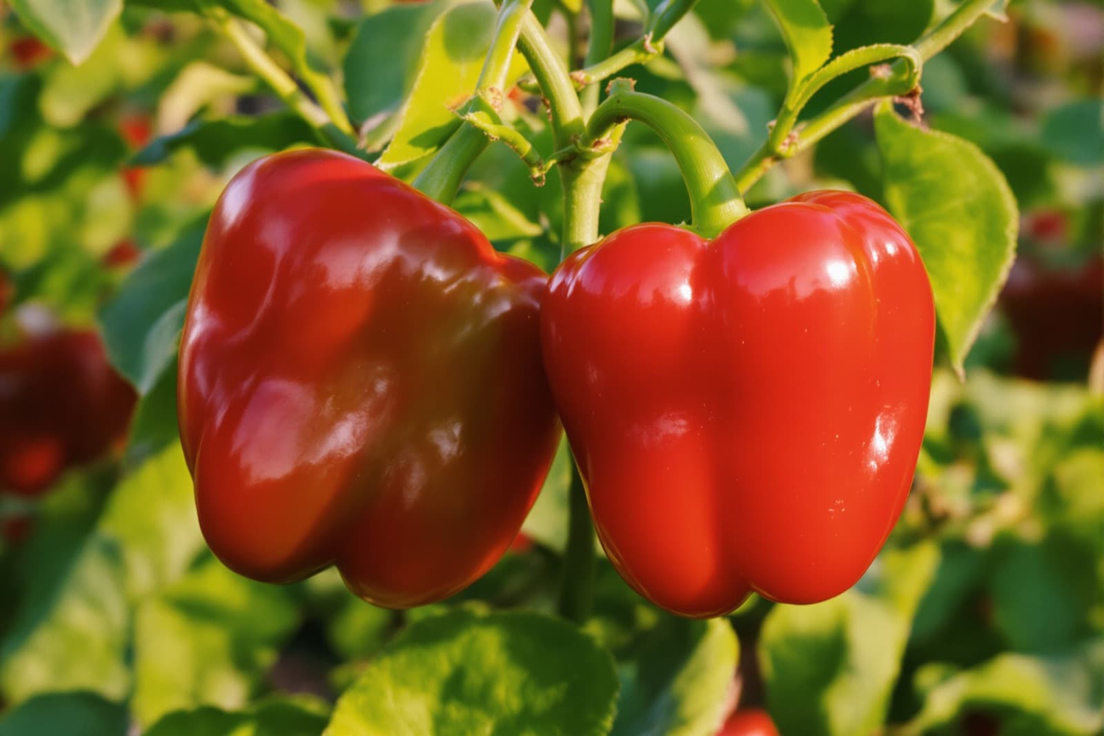 Close pepper fruit on the plant