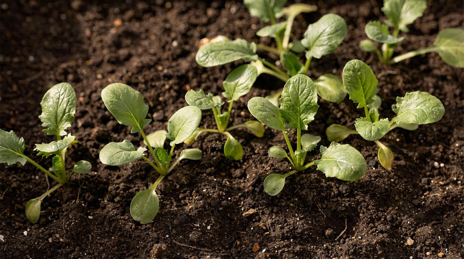 Radish plants in a home garden