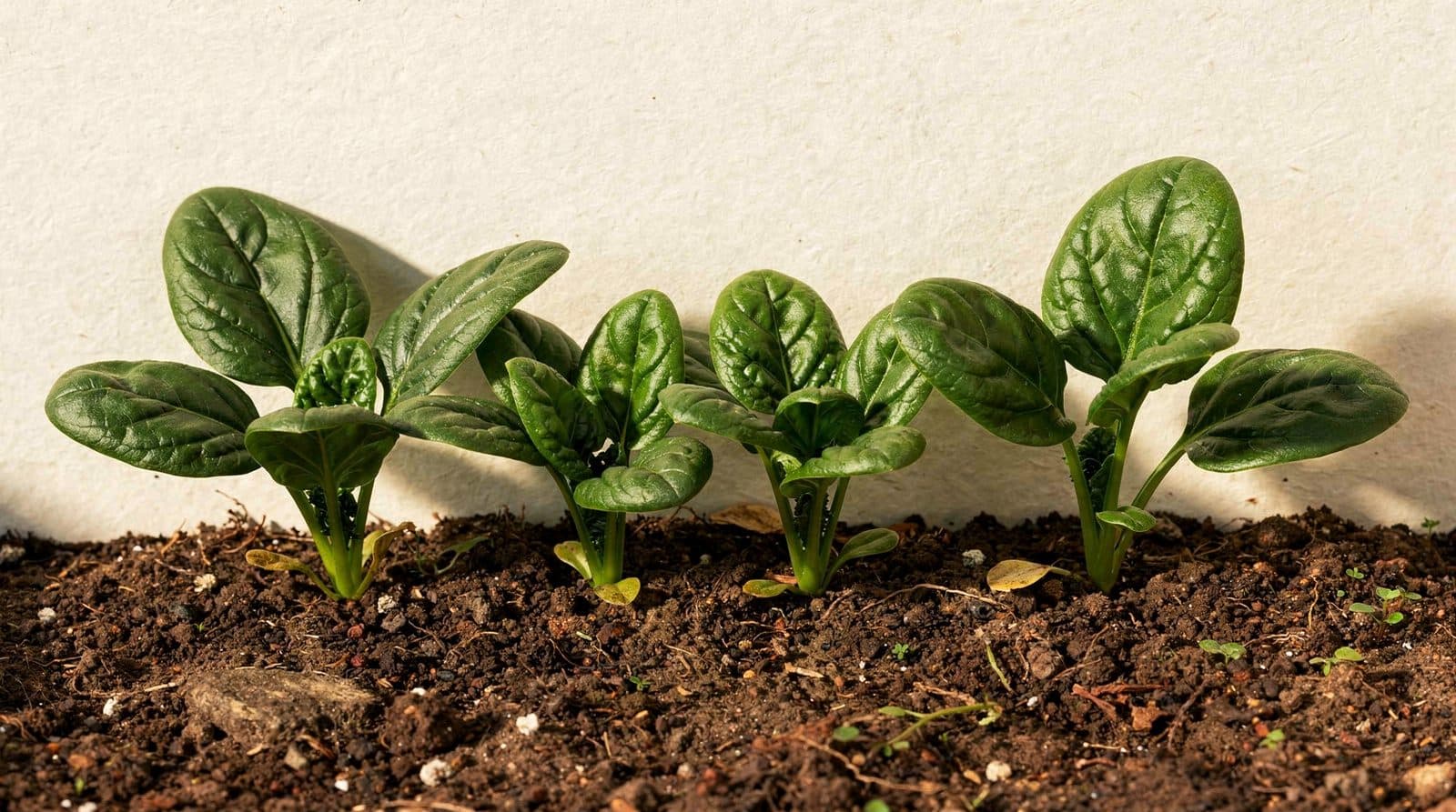 Spinach plants in a home garden