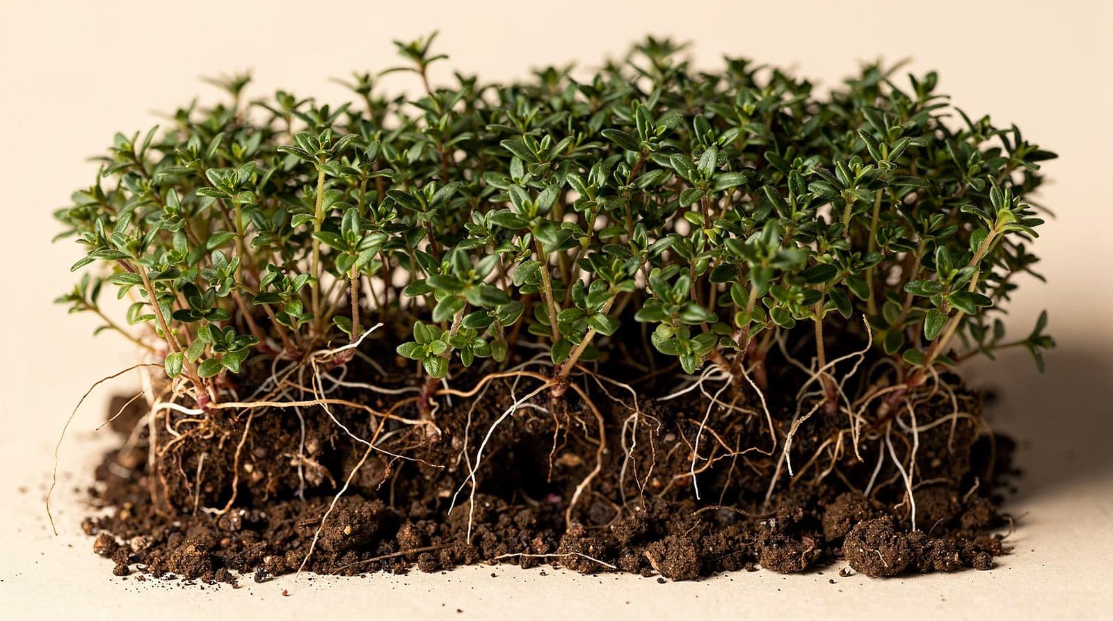 Thyme plants in a home garden bed