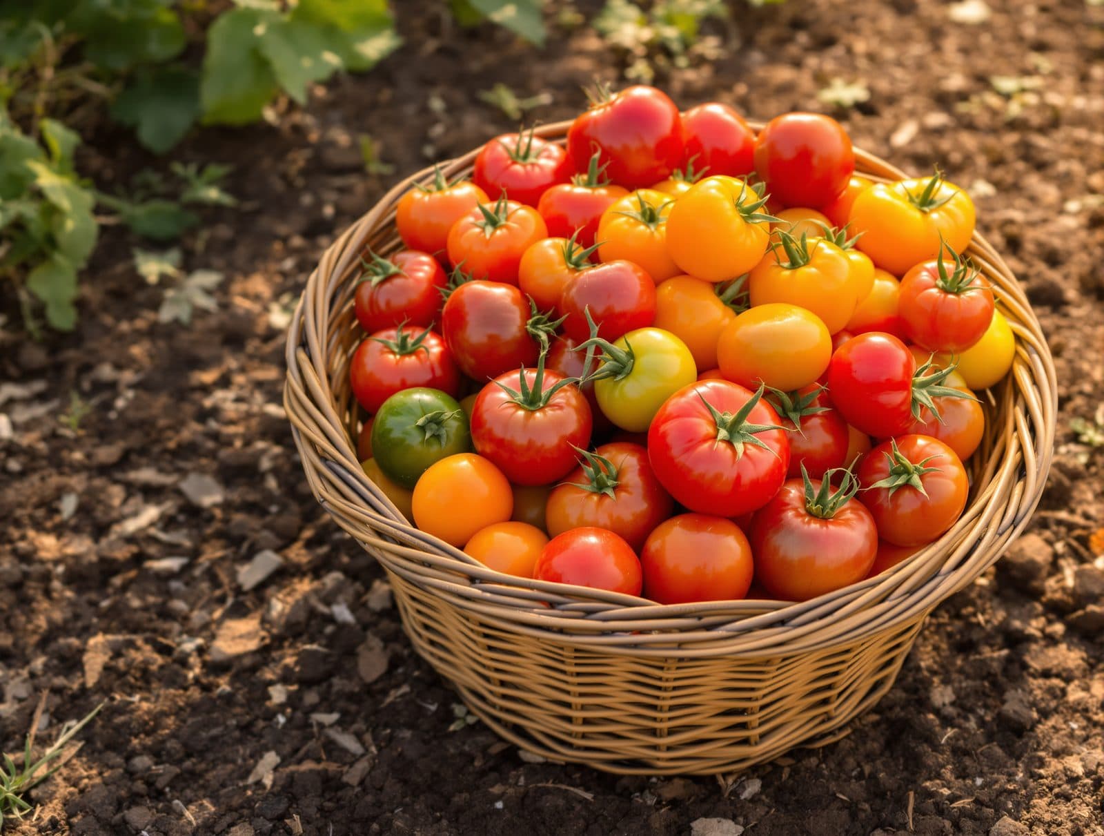 Harvested tomatoes in a bowl