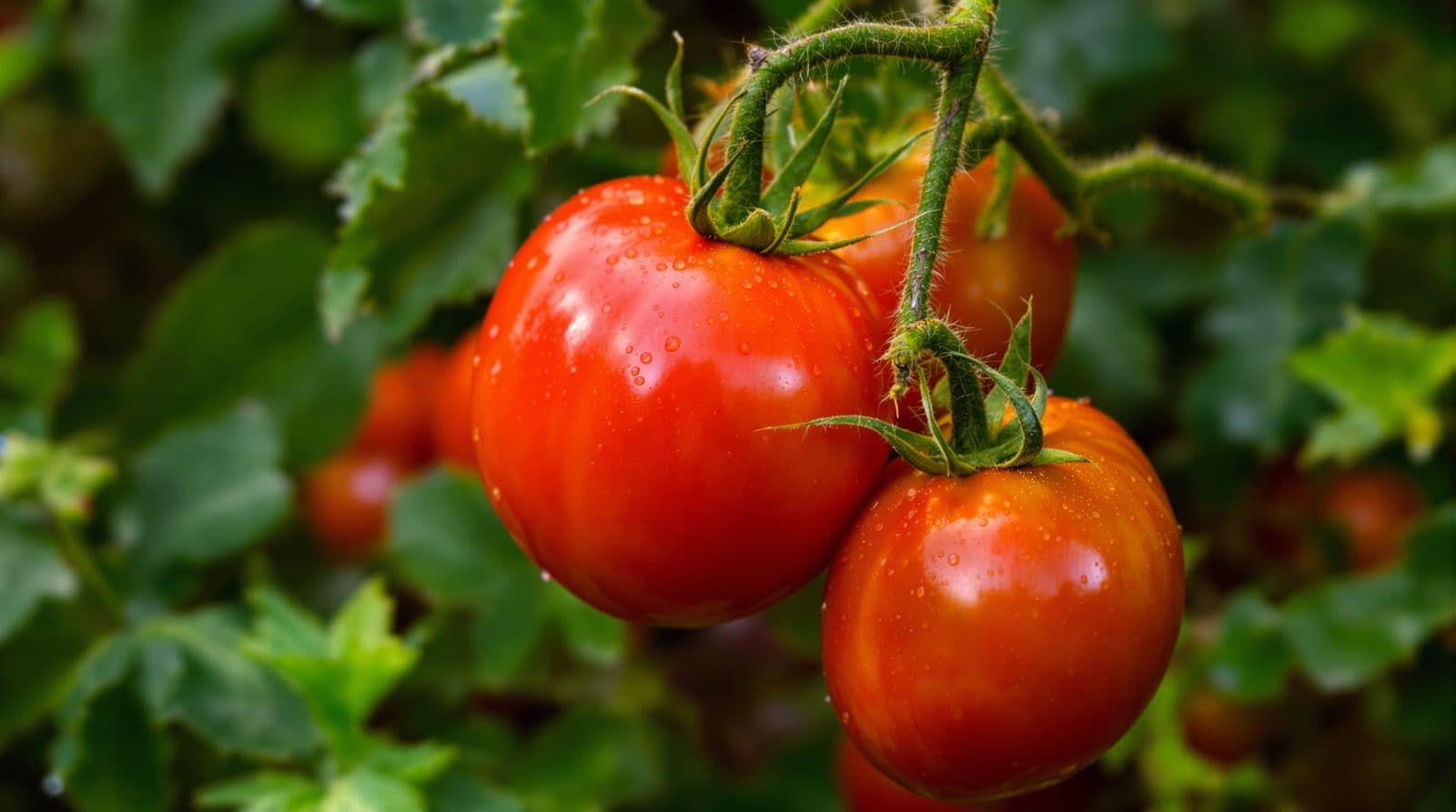Close tomato fruit on the vine