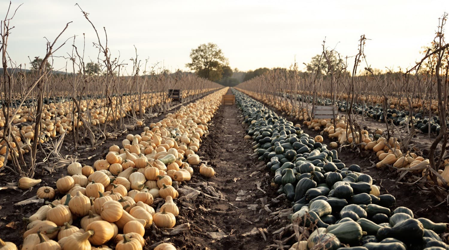 Winter squash at farm scale